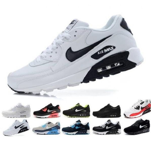 

wholesale classic max 90 air cushion mens women casual shoes 90s running shoe surface breathable black white trainer outdoor sports sneakers
