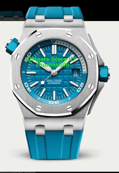 

luxury mens watch 2813 automatic blue dial 15710st blue rubber watches sport waterproof diver wristwatche 42mm dp factory, Slivery;brown