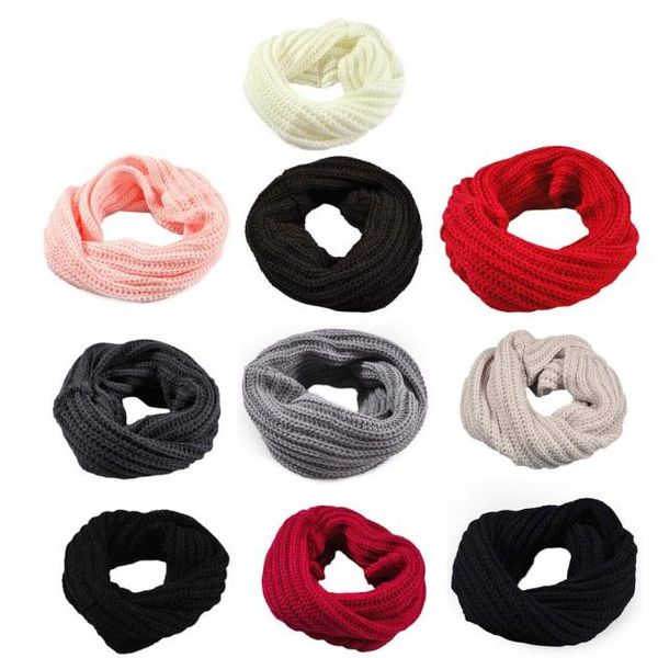 

1pc winter warm brushed knit neck warmer circle go out wrap cowl loop snood shawl outdoor ski climbing scarf for men women #r15, Blue;gray
