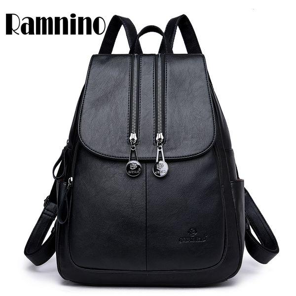 

women backpack pu female bag vintage leather travel backpack large capacity school bag for girls double zipper shoulder bags