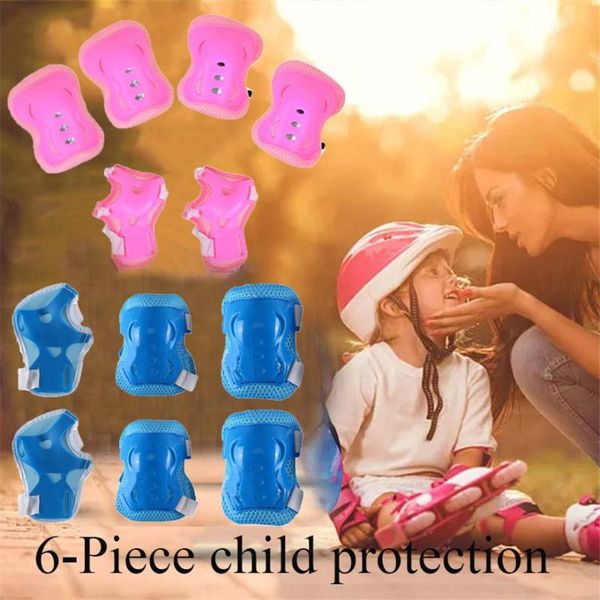 

children's knee pads, wrist pads, elbow pads set, six-piece butterfly roller skating protective gear, skating protective gear, Black;gray