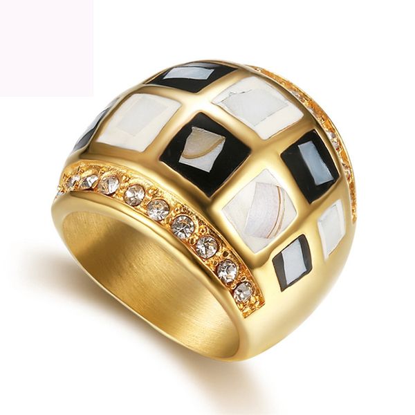 

color shell finger ring fashion jewelry titanium steel rings fashion jewelry crystal casting ring for women ing, Silver