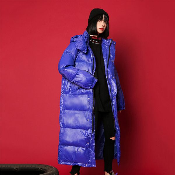 

2019 winter women cotton jacket new loose long outerwear solid color hooded coat fashion thicken warm down cotton jacket jiu132, Black