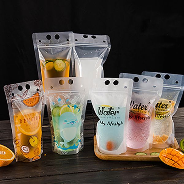 

400ml diy transparent self-sealed plastic beverage bag summer drink container drinking bag fruit juice food storage organization hh7-1069