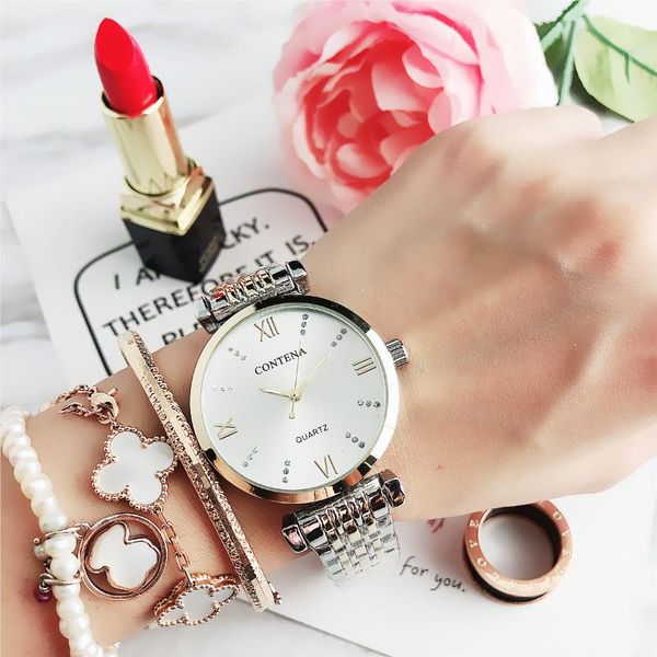 

7087mzq kuang chenna watch fashion three eye bar nail high-end watch brand manufacturer direct sale of a substitute rose gold, Slivery;brown