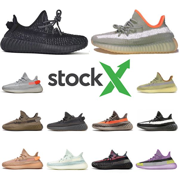 

v2 kanye west mens womens running shoes desert sage reflective black static cinder earth tail light trainers designer sports sneakers