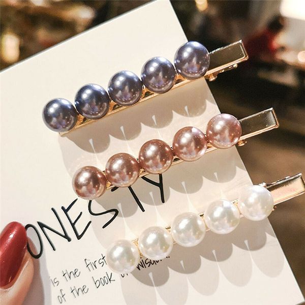 

Popular Women Headwear Multi Colors Pearl Hair Clip Hairpins Snap Barrette Stick Trendy Hairpin Hair Accessories