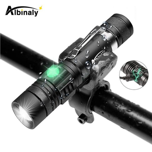

usb rechargeable led bicycle light super bright 3 lighting modes waterproof zoom bike accessories using 18650 battery