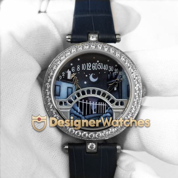 

lover bridge diamond designer watches rn9vi00 white blue leather strap luxury women watches swiss quartz movement woman wristwatches, Slivery;brown