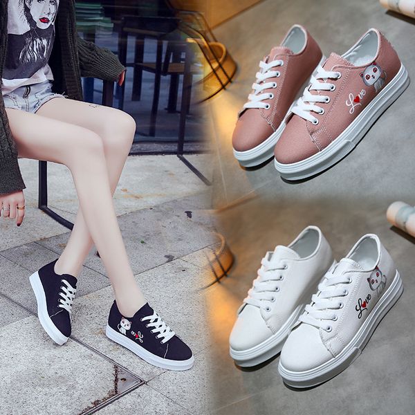 

2019 spring daily life girl's sail new style sports korean-style girl's flat a526 point junior high school students versatile ne, Black