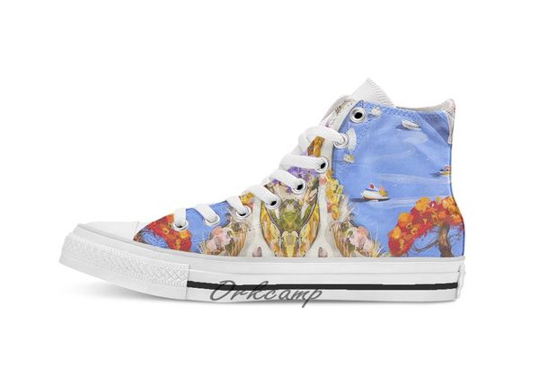 

summer stroll custom casual high lace-up canvas shoes sneakers drop shipping
