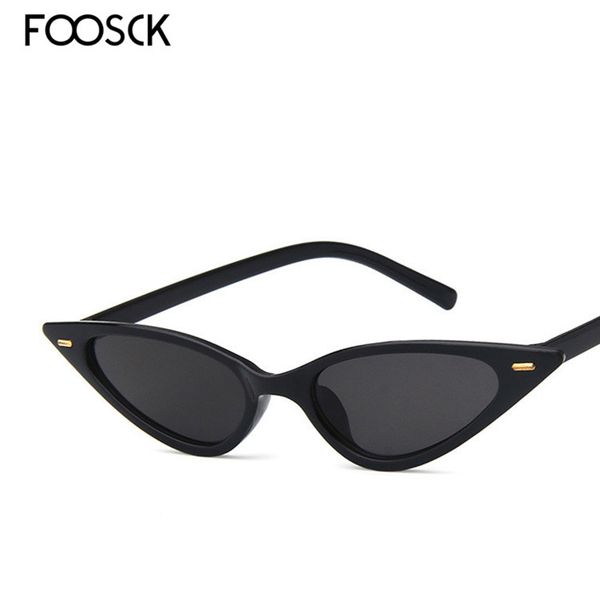 

foosck brand women small size cat eye sunglasses ladies summer vintage red pink sun glasses uv400, White;black