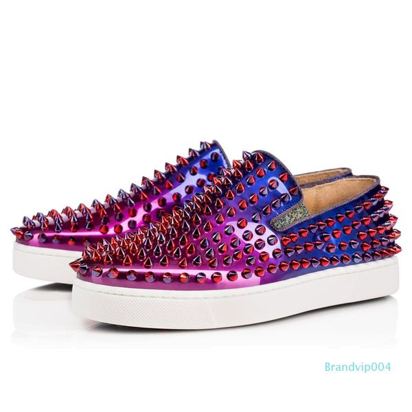 

shion luxury red bottoms studded spikes flats shoes for men women black white glitter party lovers casual sneakers