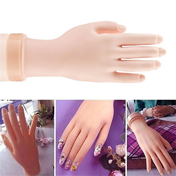 

1pcs flexible soft plastic false hand model nail arts painting practice manicure tool nail art fake hand for training salon