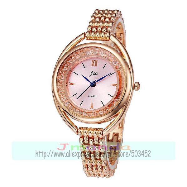

100pcs/lot jw 8275 rose gold silver bracelet watch women ladies fashion crystal dress quartz wrist watch wholesale t200420, Slivery;brown