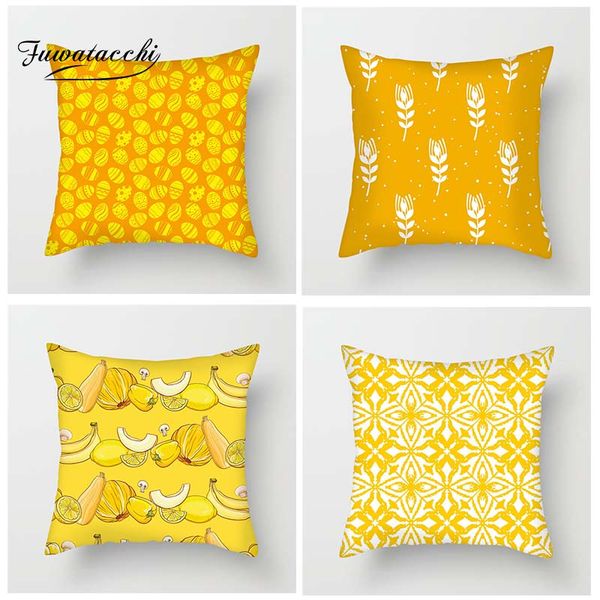 

fuwatacchi fresh yellow geometric floral cushion cover banana easter eggs flower throw pillowcase wheat star pillowcases