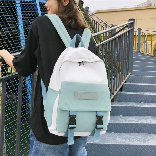 

fashion color matching canvas backpack bag for students with large capacity