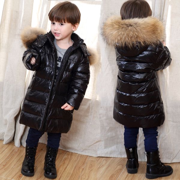 

boys winter jacket children duck down coat for kids long fur parka baby boy snowsuit teenager overcoat child snow wear costumes, Blue;gray