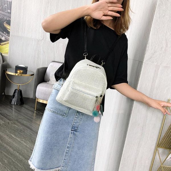 

женщин небольшой плед свободного покроя открытый рюкзак простой мода кулон студент мешок мешок в дос роковой сумки 2020 новый