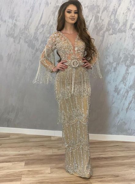 

Вечернее платье Yousef aljasmi Labourjoisie Zuhair murad Колонка Jewel с длинным рукавом Щепка из тюля