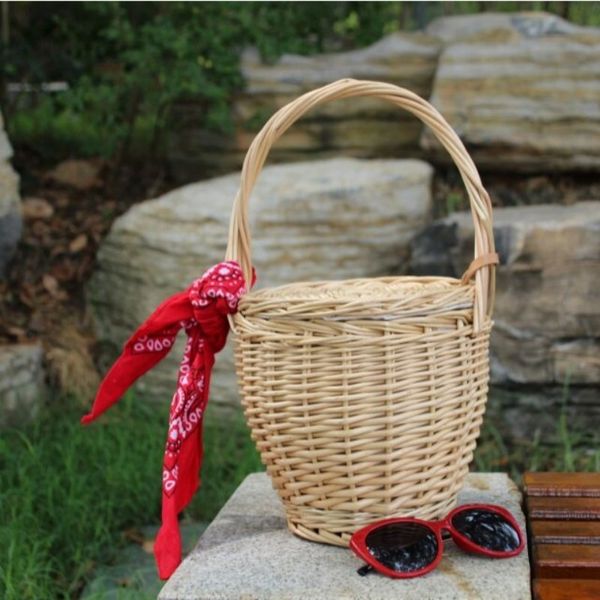 

handmade willow basket picking shopping simple fashion hand rattan bags for women