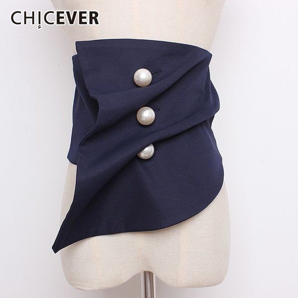 

chicever pearls button female belts black irregular corset wide belt for women blouse accessories autumn fashion vintage tide y191207, Slivery;black