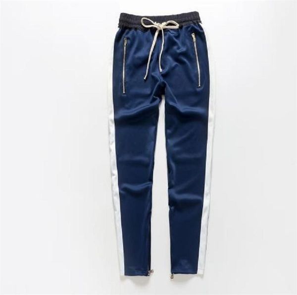 

designer mens pants fashion zipper pencli pants mens casual drawstring trousers, Black