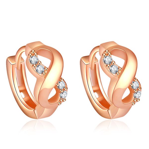 

silver/rose gold color hoop earring with cubic zircon for women wedding party fashion jewelry womens accessories for gifts 10192, Golden