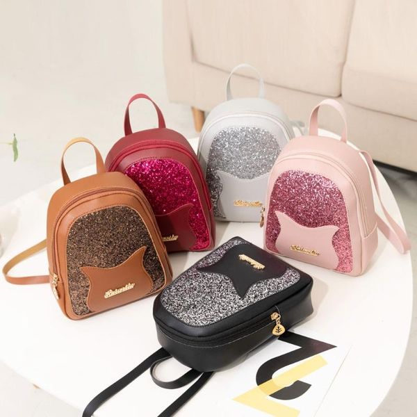 

girl's small backpack 2020 fashion shining sequin shoulder bag women multi-function mini back pack for teenage girls kids #yj