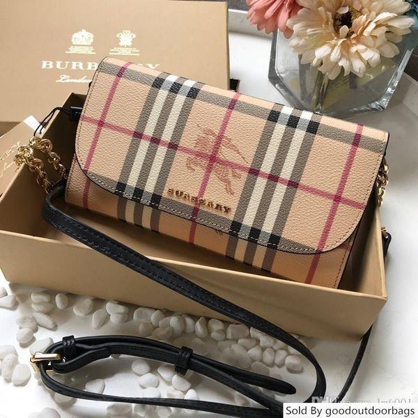 

Новый женский Vintage Проверьте и кожаный бумажник с цепочкой Роскошная сумка женщин бумажника способа цепи ретро подарка Размер 21.11.4cm