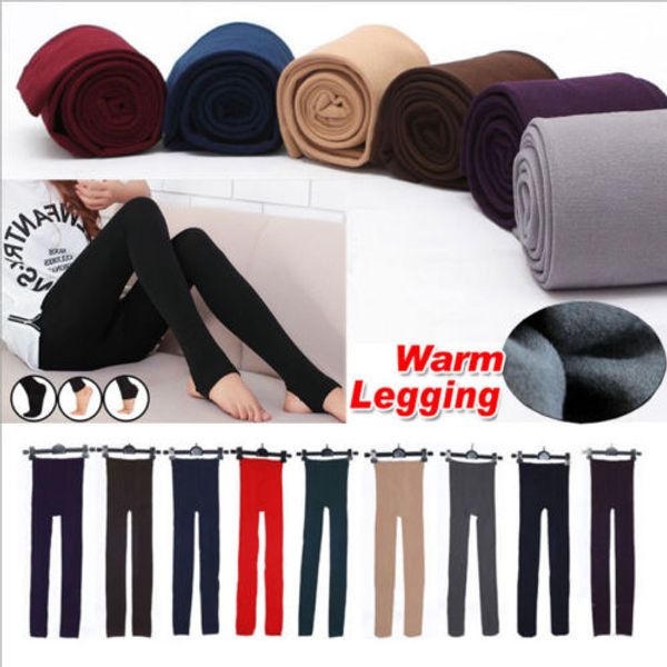 

new fashion casual warm solid color faux velvet winter warm leggins women leggings knitted thick slim women legins woman pants, Black