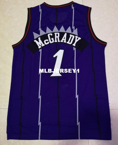 

tracy mcgrady #1 sewn hwc vintage jersey mens vest stitched basketball jerseys ncaa, Black;blue