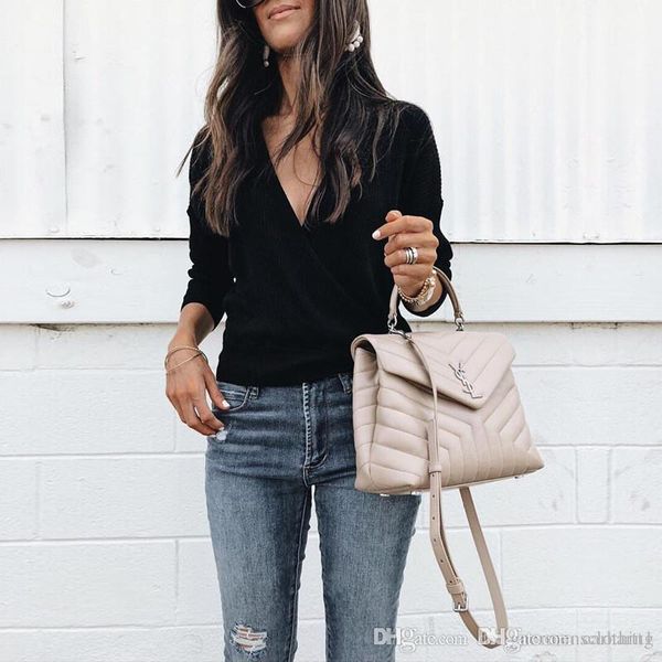 

v образным вырезом сплошной цвет женские свитера с длинным рукавом панелями бизнес мода женская одежда, White;black