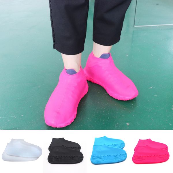 

non-slip rain shoes covers waterproof silicone shoe cover outdoor camping s/m/l shoes accessories, White;pink