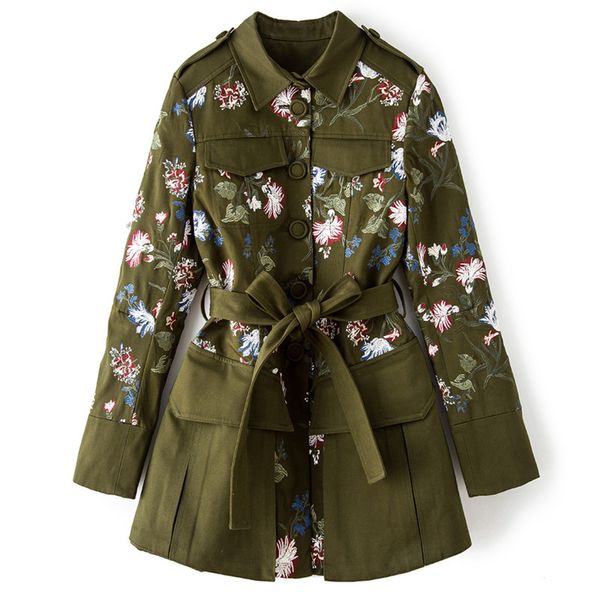 

qlzw 2018 fashion new turn-down collar printing bandage windbreaker trendy autumn tide casual clothes coat be812, Tan;black
