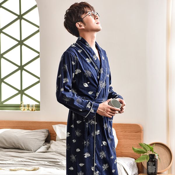 

j&q cotton bathrobes male leisure home wear brand pajamas bathrobe cotton sleep mens summer robe mens dressing gown robes, Black;brown