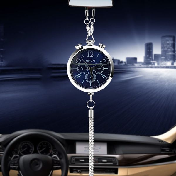 

car pendant charm alloy auto clock watch ornament car rearview mirror decoration perfume refill storage hanging pendant