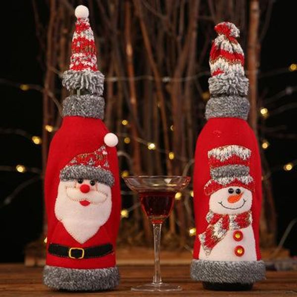 

christmas decoration set gray velvet covered hooded red wine bottle set creative party bottle cloth wholesale jj20123, Silver