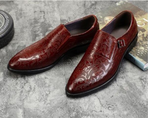 

2 colour men slip-on buckle handmade oxfords genuine leather formal dress shoes for man new business office shoes, Black