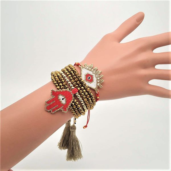 

zvzo miyuki bracelet women evil eye bracelets fatima hamsa hand jewelry pulseras mujer 2019 bileklik punk stainless steel, Golden;silver