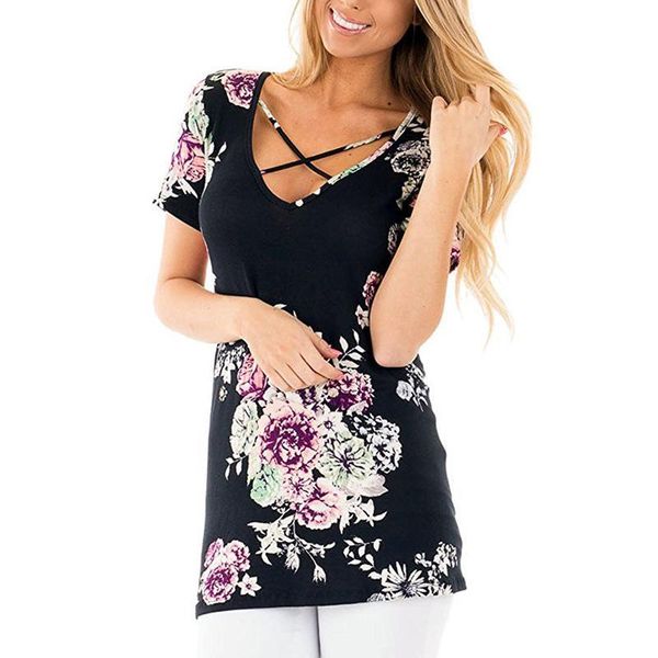 

women fashion new floral print tees leisure ladies summer style clothing casual women plus size s-5xl fld715, White