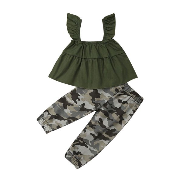 

малыш kids baby girl одежду лето 2pcs рукавов tank crop tops камуфляжные штаны леггинсы нижнее комплекты 2-6years, White