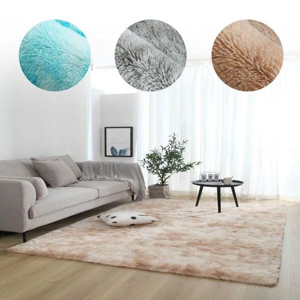 

long hair dyeing carpet bay window bedside mat ultra soft area rugs shaggy washable blanket gradient color living room rug