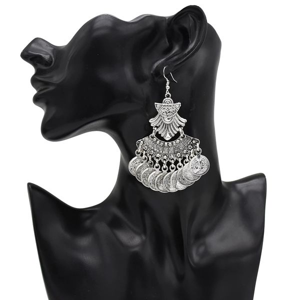 

vintage silver coins tassel drop earrings statement earrings woem's engagement gift