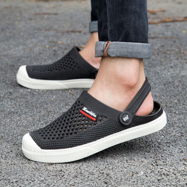 

sapato feminino 2019 brand duty-lover clogs 6 colors croc shoes men band sandals summer beach water swimming mens shoe t200520, Black