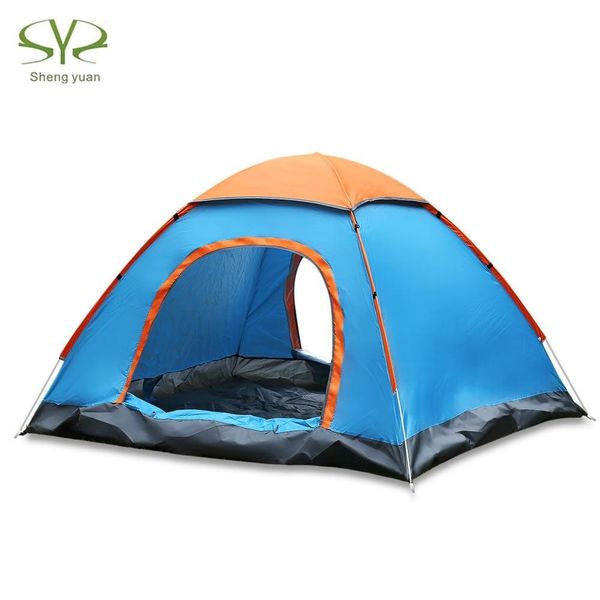 

shengyuan outdoor water resistant camping tent automatic instant setup 2 doors 3-4 person camping tent with rain cover