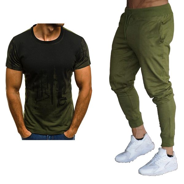 

2020 новая мода спортивная футболка мужская лето 23 печатных с коротким рукавом спортивный костюм футболка 2 повседневная одежда, Gray