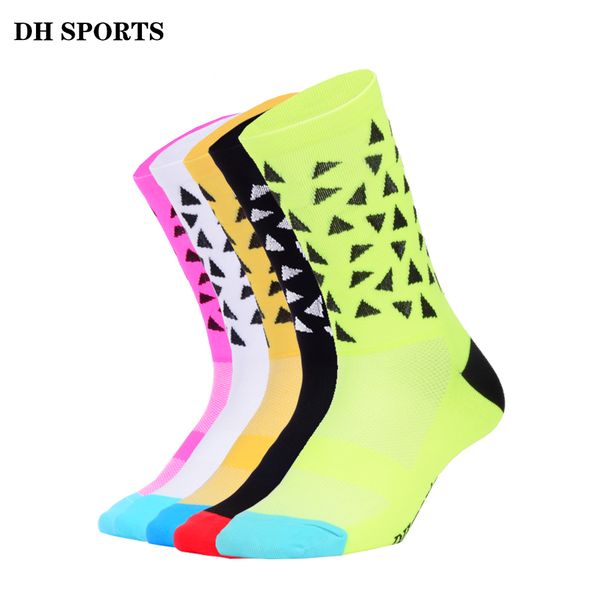 

dh sports new professional cycling socks men women bicycle outdoor bike riding socks climbing running compression sock eu 38-46, Black