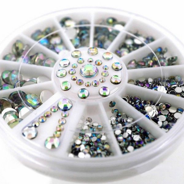 

1 wheel clear ab nail rhinestones 3mm|4mm|5mm acrylic nail art rhinestones decoration for uv gel phone diy accessory #nrw03, Silver;gold