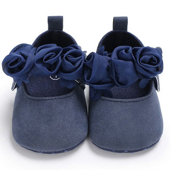 

newborn girls baby crib shoes three flower soft sole anti-slip prewalker 0-18m